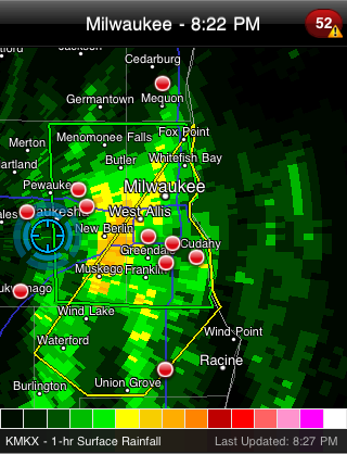 Milwaukee County Flooding - Doppler Radar